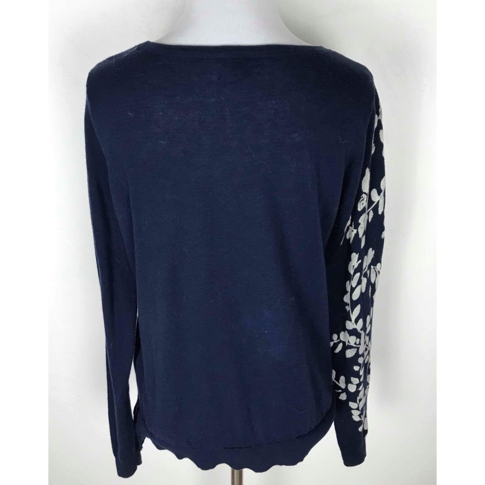Lucky Brand Navy Leaf Print Top - Picture 2 of 2